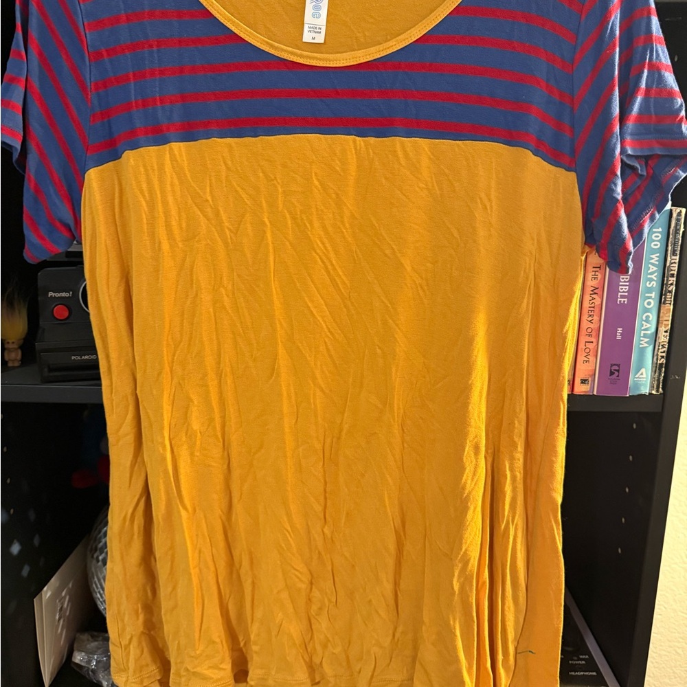 Colorful Striped Top with Yellow Accent